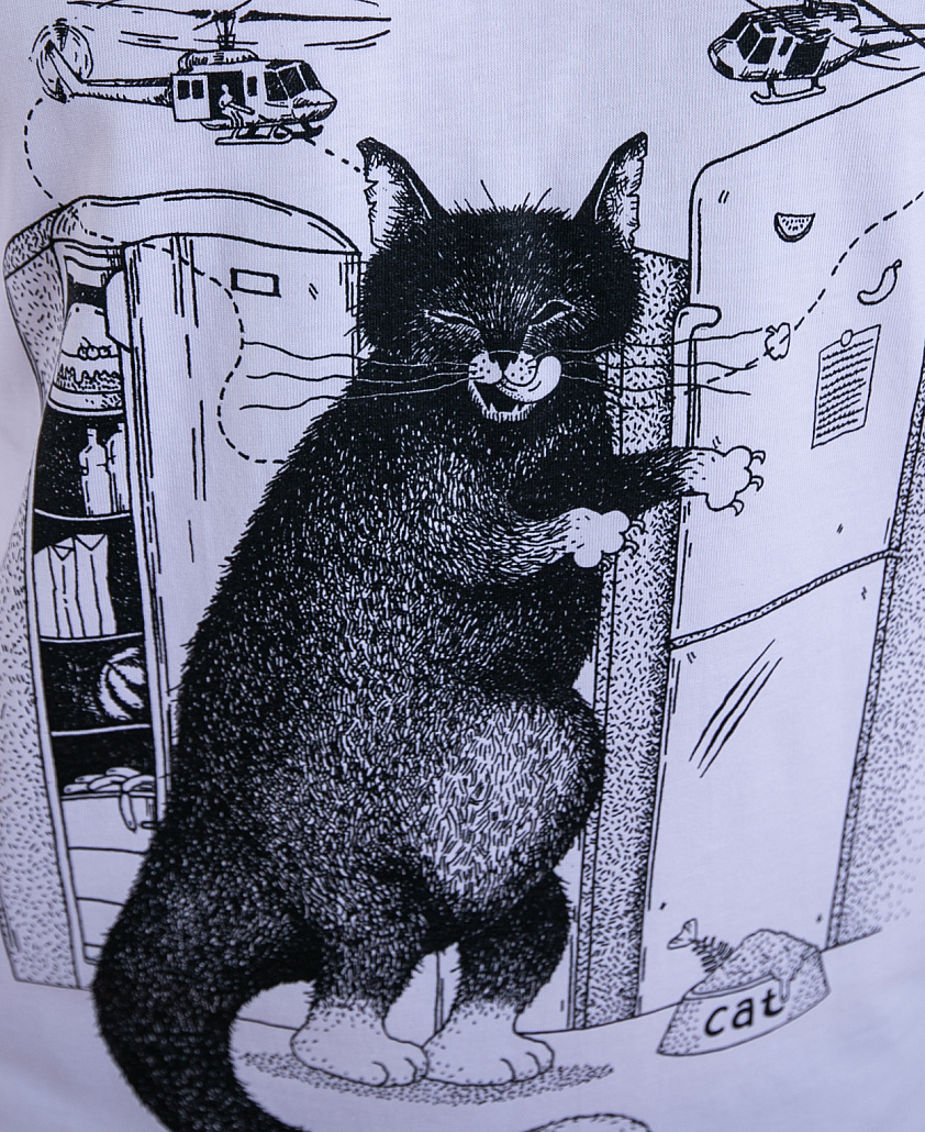 Біла унісекс футболка CATZILLA