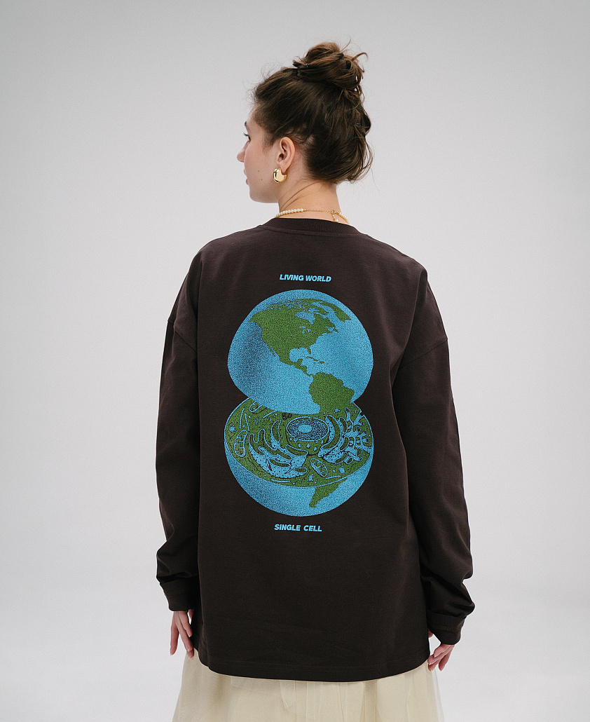Лонгслів унісекс коричневий Living World